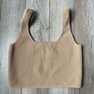 White Fox Crop Top Ribbed Tank Top